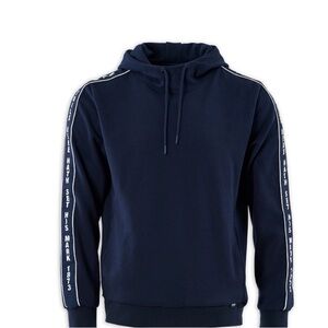 Men's Navy Hoodie with White Stripe Detail